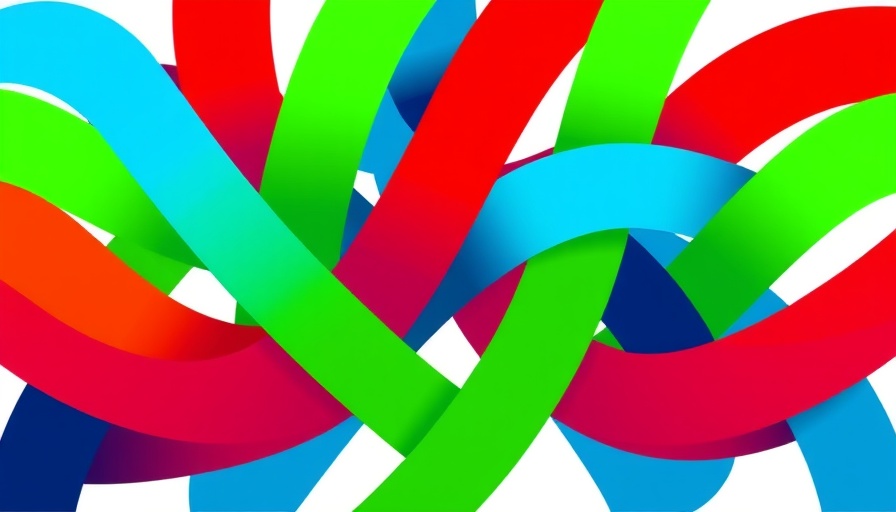 Vibrant, colorful logo design intertwining curves.
