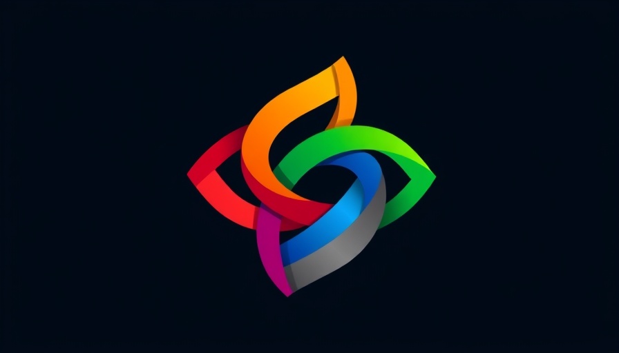 Abstract multicolored logo with intersecting curves in vector style