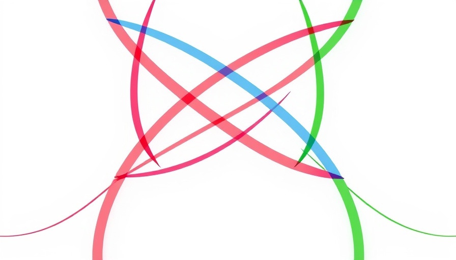 Abstract interwoven design in red, blue, green; Declaration of Principles DRC Rwanda.