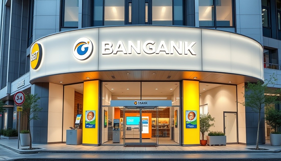 Modern South African bank exterior, highlighting financial growth.