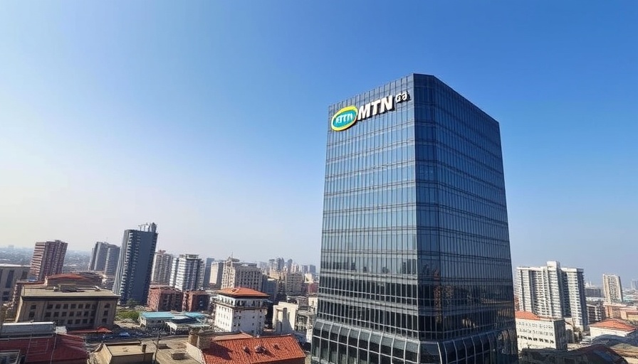 MTN Nigeria stock recovery, corporate building in Lagos cityscape.