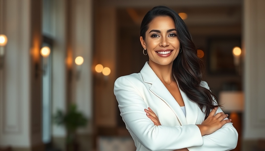 Confident woman in white suit, representing African startups, in professional setting.