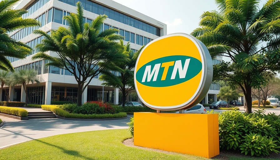 MTN Nigeria profit surge visual with headquarters sign.