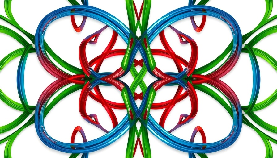Colorful abstract pattern resembling woven strands.