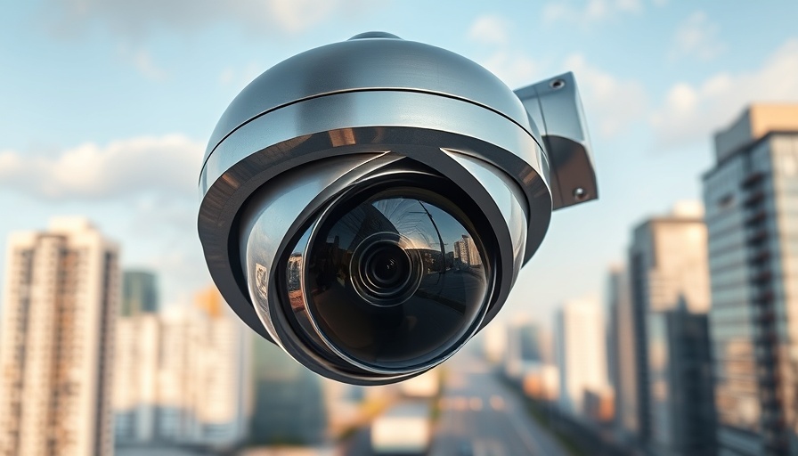 Futuristic CCTV camera design monitoring urban area in Nigeria 2029.