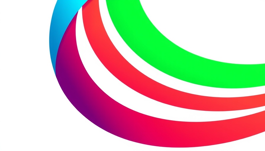 Abstract modern logo with interlaced arcs in vibrant colors.