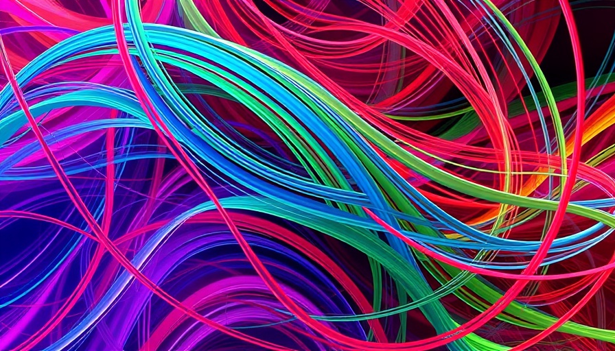 Abstract design of interwoven multicolored lines