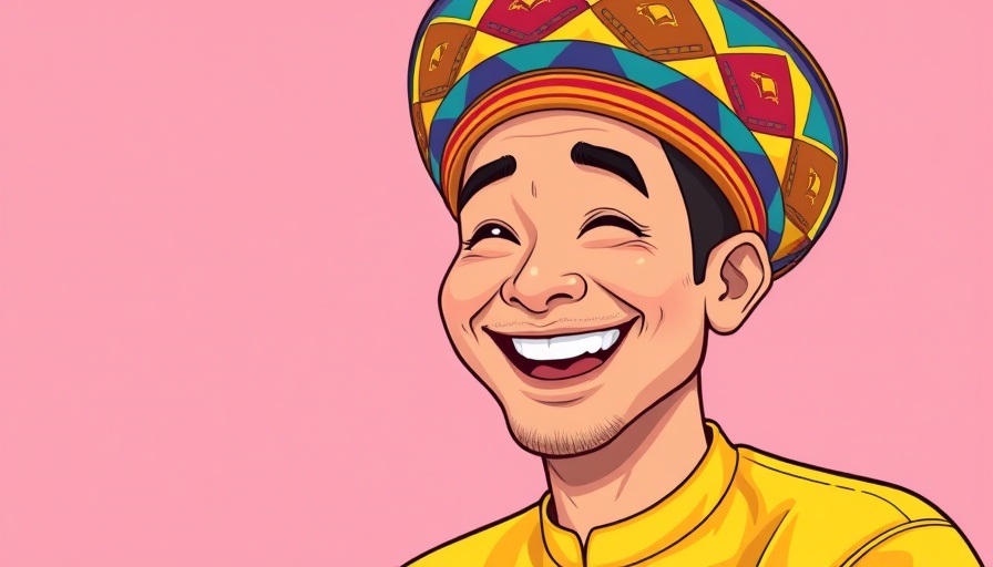Illustrated man in colorful hat and shirt, How Sycamore Built Fintech from Living Room.