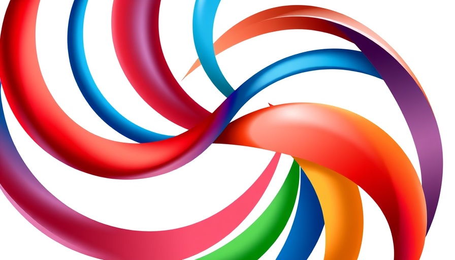 Colorful interwoven logo with red, blue, and green lines