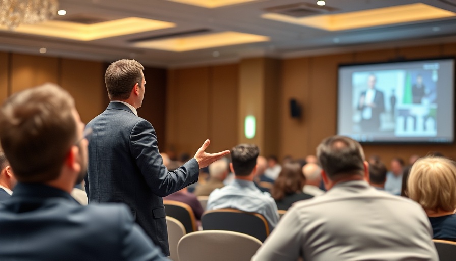 Professional speaker presenting about investing in stocks with Mystocks Africa at conference.