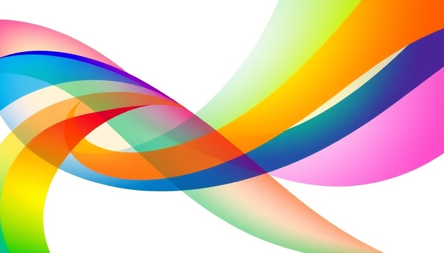 Colorful abstract design with interlocking lines representing dynamic motion.