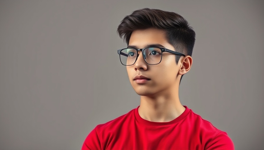 Confident young man in red shirt with glasses, empowering Nigerian SMEs