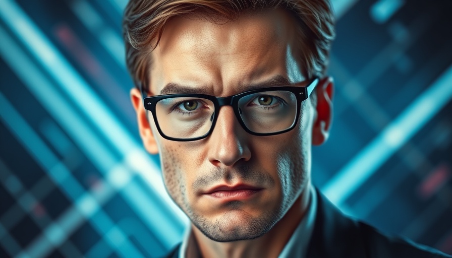 AI in Africa, serious man portrait with futuristic style stripes.