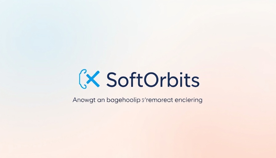Launching SoftOrbits online photo remover on a pastel background.