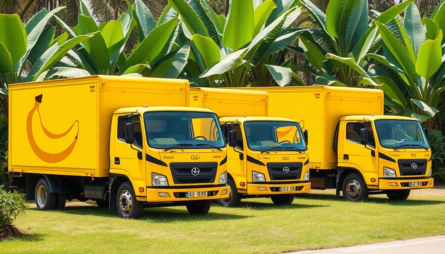 AI in Africa: Yellow trucks with banana ads, parked in garden