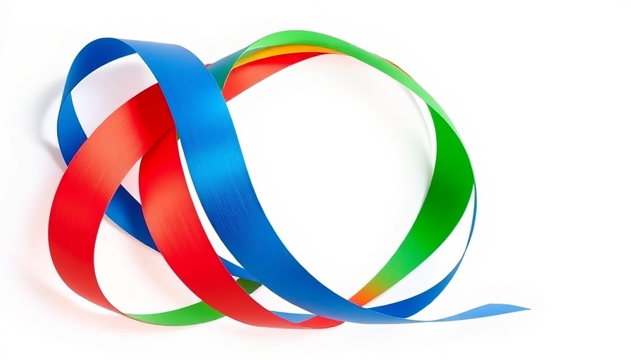 Colorful abstract design of intertwined ribbons.