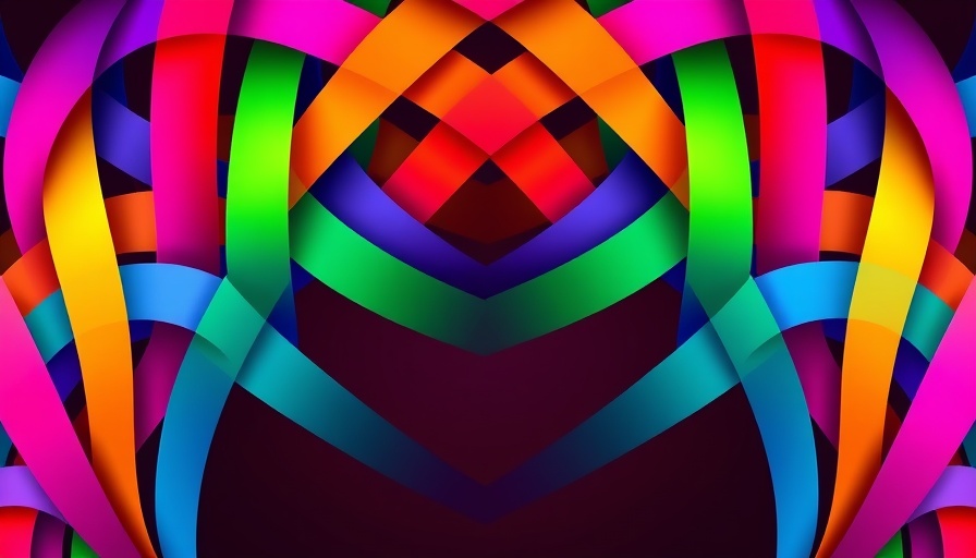 Abstract colorful interwoven arches in digital art.