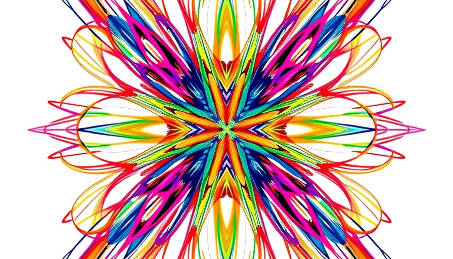 Abstract multicolored woven pattern on white background.