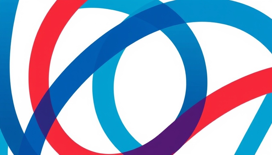 Abstract interwoven blue, red, and green design symbol