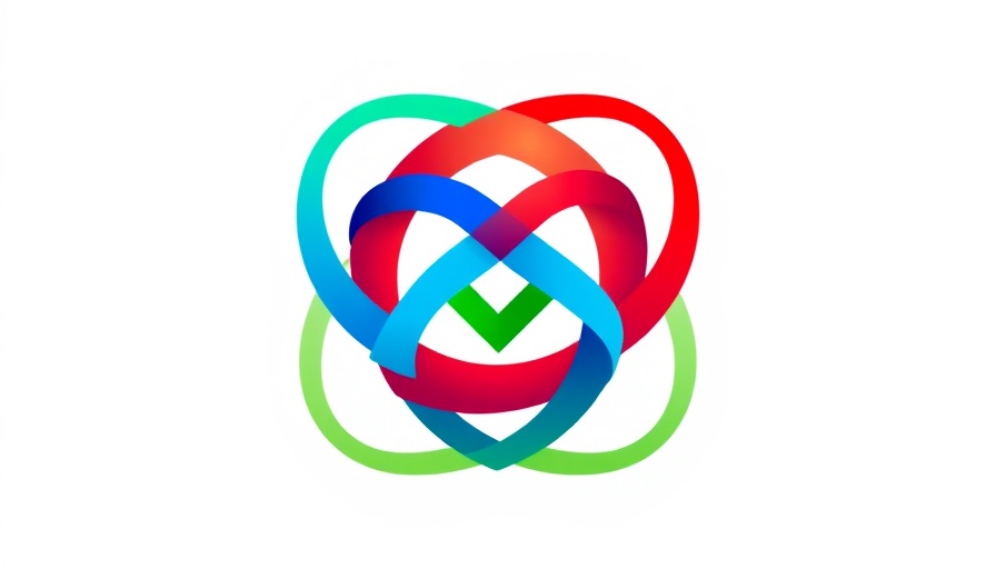Vibrant abstract logo with red, blue, green lines representing unity.