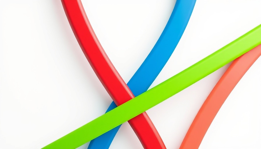 Abstract design with red, blue, green lines forming a 'Y'.
