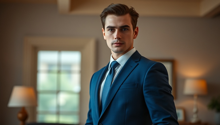 Confident young man in a blue suit, symbolizing AI in Africa.