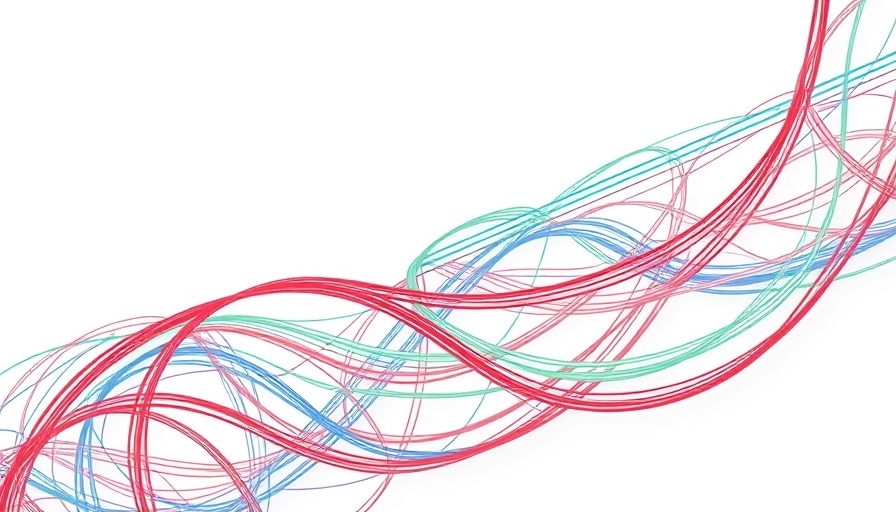 Abstract weave design with colorful lines symbolizing connection.