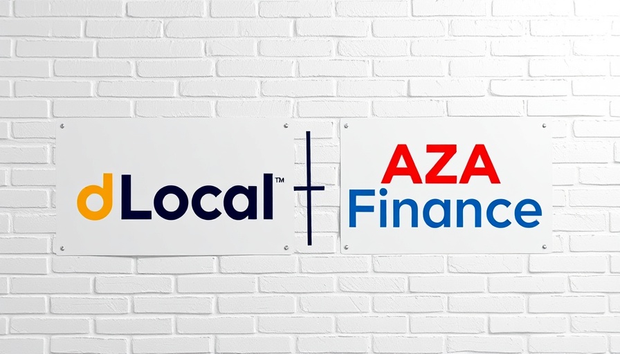 dLocal acquisition of Aza Finance announcement on white brick wall.