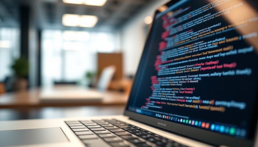 Laptop with HTML code on screen in a modern setting to format a laptop.