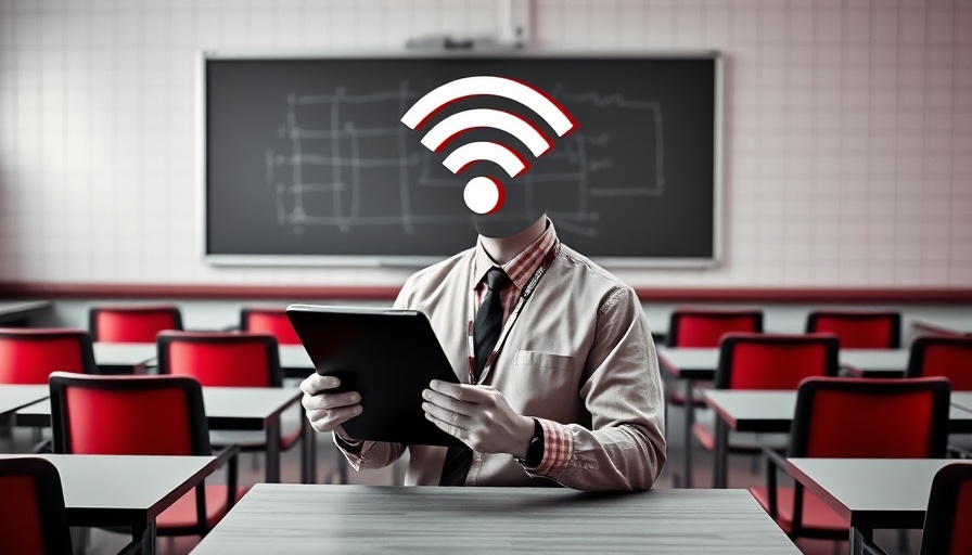 WiFi-headed person using tablet in classroom, learning tablets in South Africa