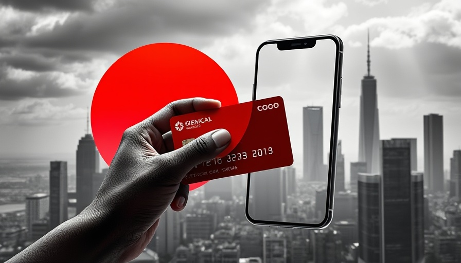 Conceptual art of African tech future with hand, smartphone, city.