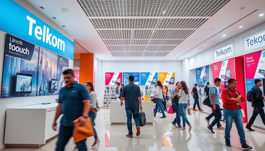 Modern Telkom store showcasing technology and customer interactions.