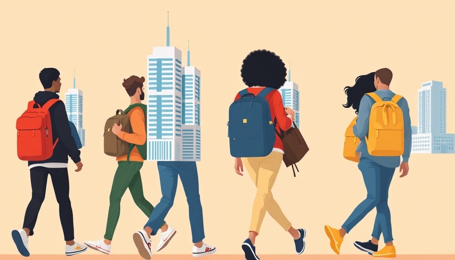 Illustration of student-led startups in Africa with students carrying buildings.