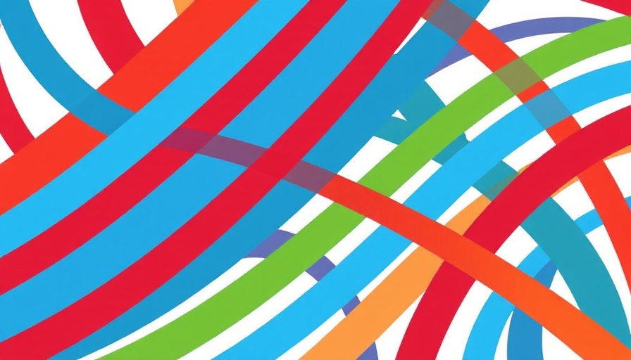 Abstract illustration with colorful interwoven arcs.