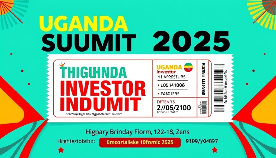 Uganda Investor Summit 2025 promotional poster with event details.