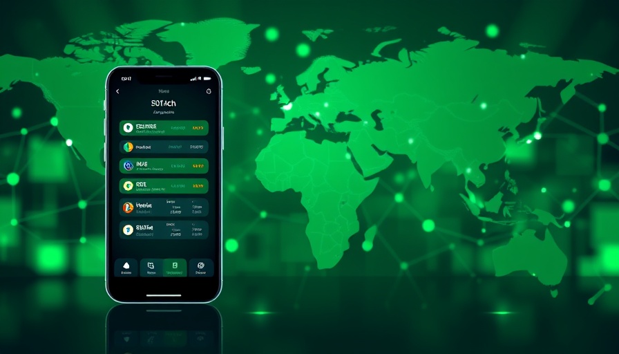 Fintech Africa app banner showing global currency balances on a smartphone.
