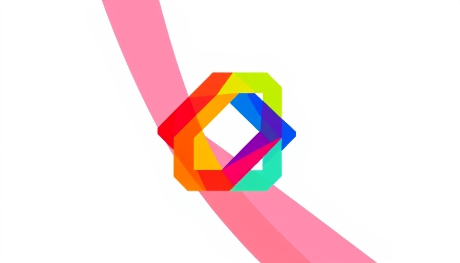 Abstract icon with colorful intersecting lines.