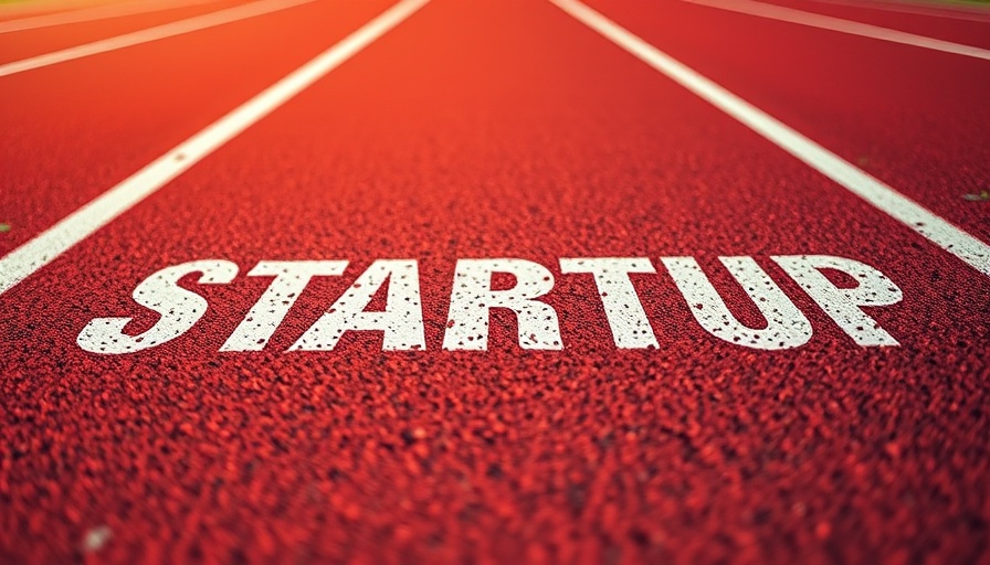 Red running track with 'STARTUP' text symbolizing African startups.