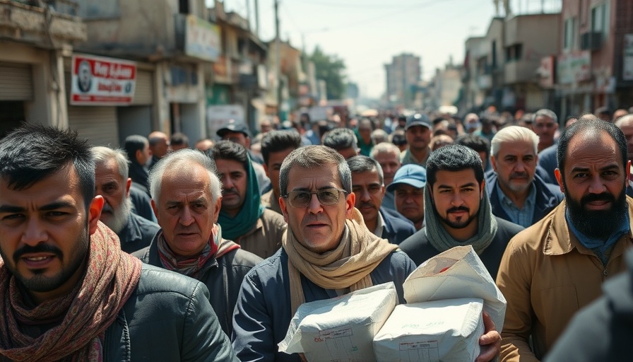 Crowd in Gaza receiving aid under bright sunlight, organized aid delivery.