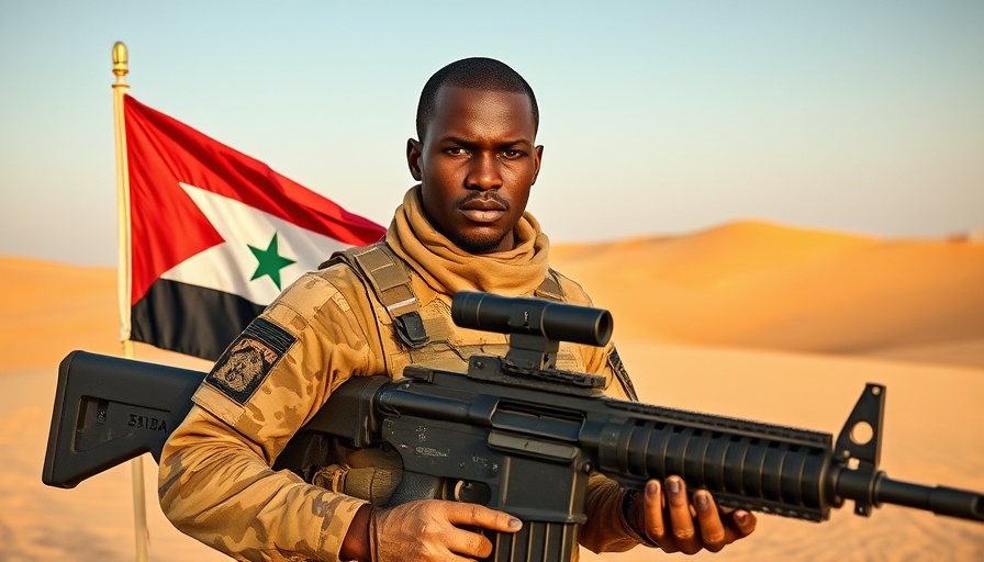 Sudan humanitarian ceasefire represented by soldier holding flag.