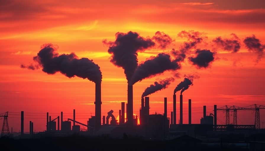 Factory pollution at sunset highlighting climate change in Africa
