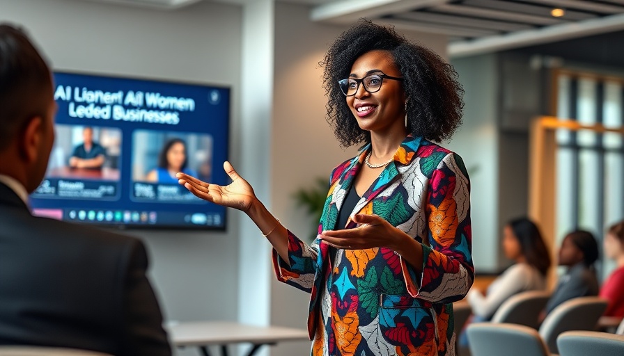 AI in Africa: Woman presenting on tech innovations and leadership.