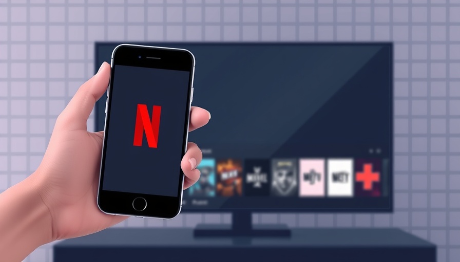 Connecting phone to smart TV illustration with Netflix display.