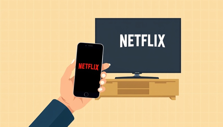 Graphic illustrating connecting phone to smart TV with Netflix logo.