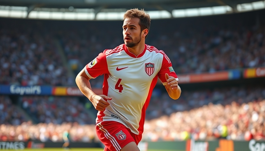 Soccer player in action on the field in red uniform