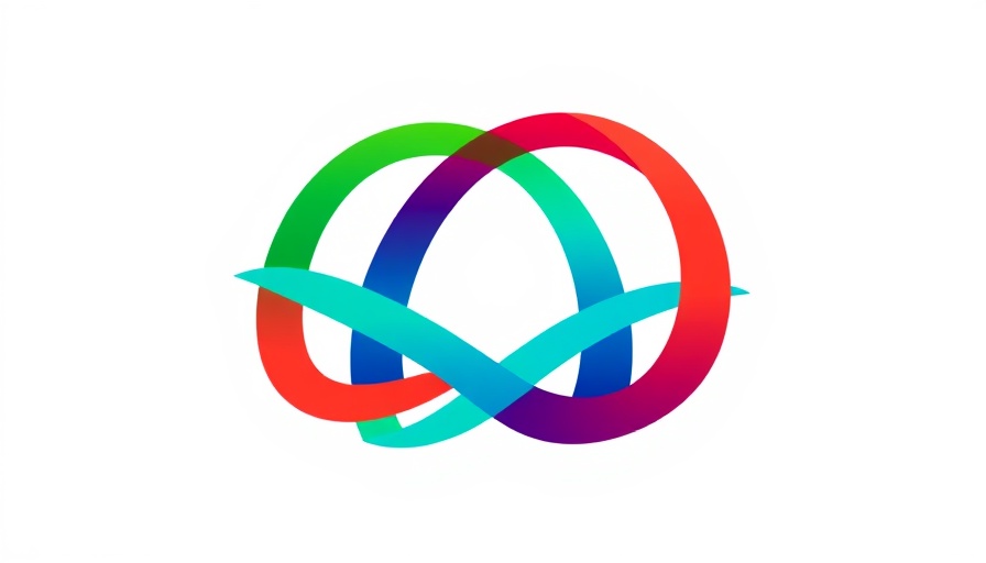 Colorful abstract logo with intersecting arcs.