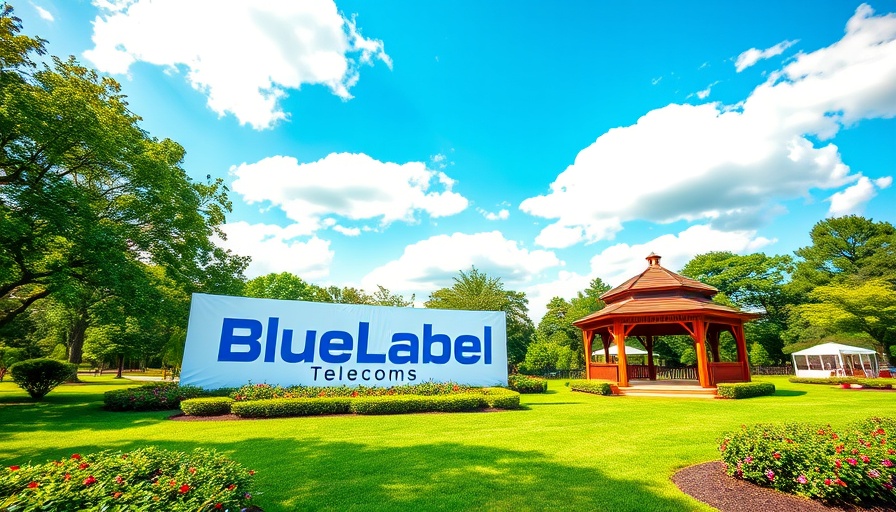 Blue Label Telecoms rebrand event with outdoor setup.