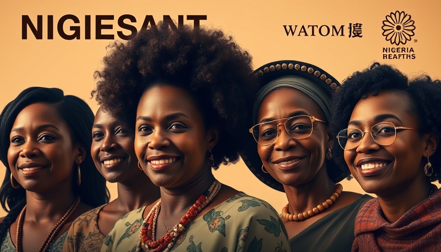 Poster for documentary featuring women in Nigerian politics, diverse leaders, sepia tone.