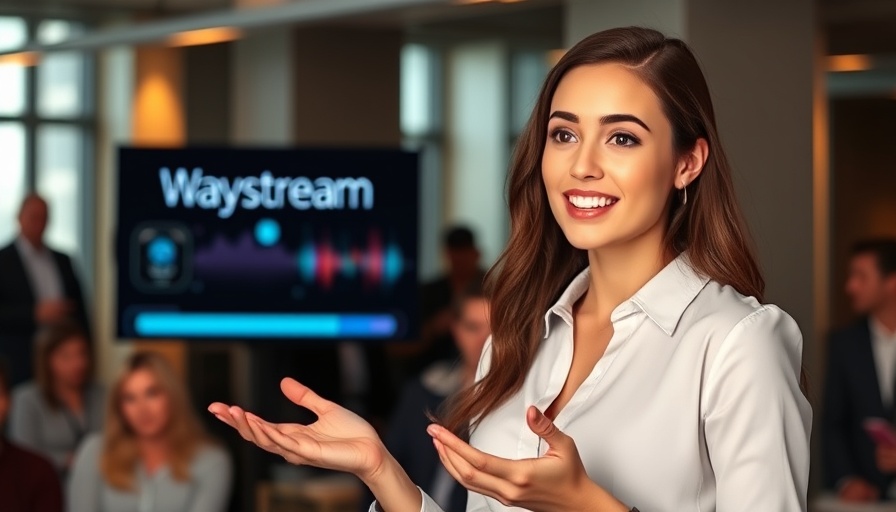 Confident woman promoting audio streaming platform for Africa.