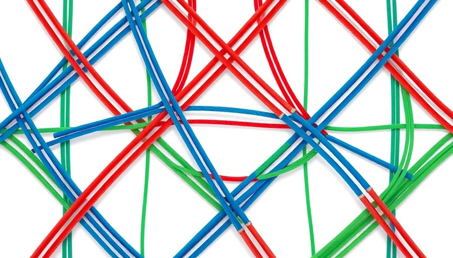 Abstract woven pattern in red, blue, and green, Uganda political violence